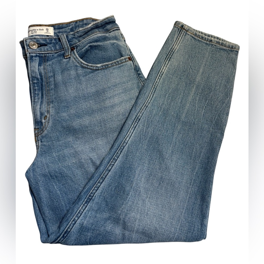 Abercrombie & Fitch Jeans Size 6 The Mom High-Rise Light Blue Curve Love Cotton - Picture 3 of 14